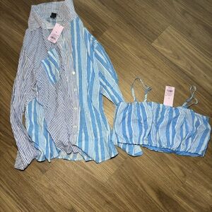 Target Blue and White Striped Women's Tops